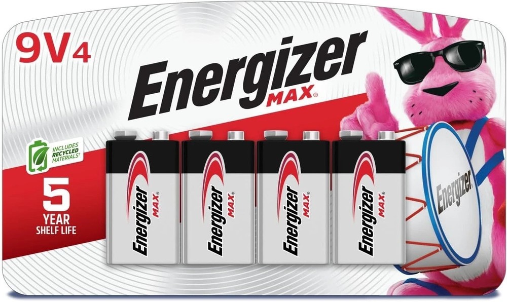 Energize MAX 9V Batteries (4 Pack), 9 Volt Alkaline Batteries Exp. 12-2030 NEW