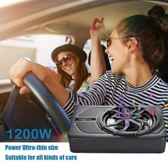 1200W Powered Car Truck Sub: Slim Under-Seat 10″ Subwoofer w/ Amp Kit Speaker