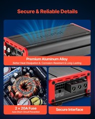 VEVOR Car Audio Amplifier Car Amplifier 4-Channel Class D Max. 4x272W at 4 Ohms