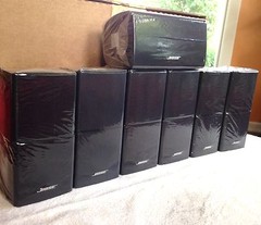 7 Mint Bose Double Cube DoubleShot Speakers 1 Center Channel + 6 Surround Black.