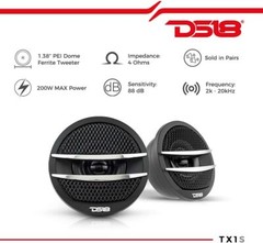 DS18 TX1S Car Audio 2″ Super Tweeter Build In Crossover Silver 200 Watts – Pair