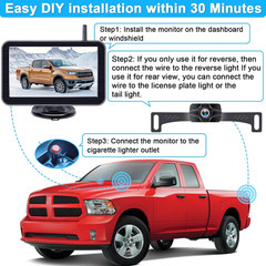 7-Inch Wireless Backup Camera for Truck – 2 Channel, DIY Grid Lines, HD 1080P, N
