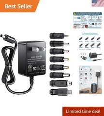5FT 5V 2A Wall Charger with 8 Plug Types for Tablets and Small Electronics
