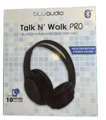 Blu Audio Talk N’ Walk Pro Bluetooth Headphone With Mic 10 Hours Talk Time NIB