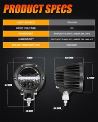 AUXBEAM 4″ LED Work Driving Light Bar SPOT Pods Amber DRL & Black Covers Shield