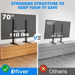 Rfiver Universal TV Stand for 20-70 inch Flat Curved TVs, 20″-70″, Black