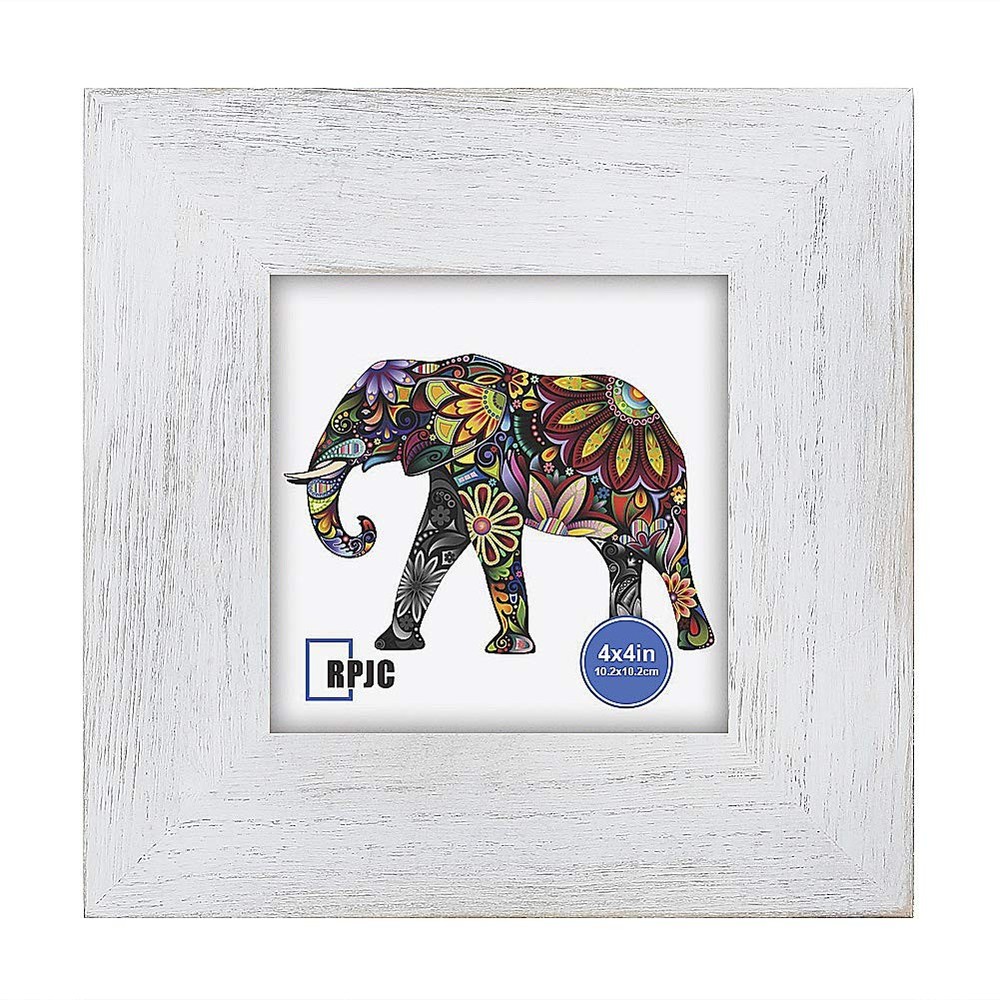 RPJC 4×4 inch Picture Frame Made of Solid Wood High 4×4, Rustic White