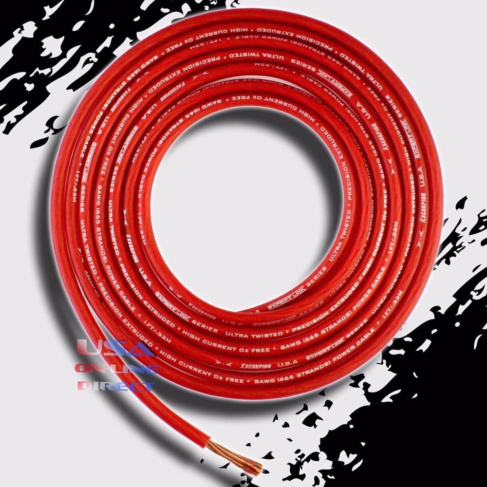8 Gauge 25ft. OFC Copper AWG RED Power Ground Wire Car Audio Amplifier Cable USA
