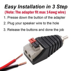 10pack Speaker Wire Cable To Audio Male Rca Connector Adapter Plug Jack
