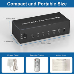 Multiple RCA to HDMI Converter – 4 Port Red White Yellow Composite Component to