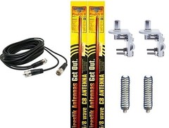 NEW 2 FIRESTIK 2 FS3 R 3FT RED CB ANTENNAS, 18FT DUAL COAX, MOUNTS & SPRINGS