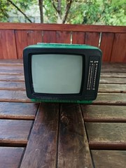 Vintage Russian Portable Television TV ELEKTRONIKA 409 D in green color