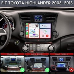 Android 13 For 2008-2013 Toyota Highlander Car Stereo Radio 10.1″ Apple Carplay