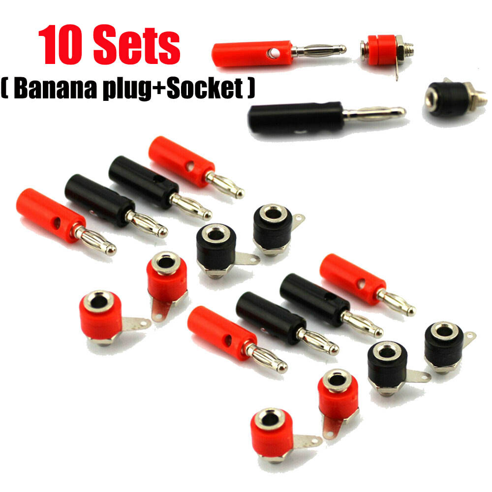 10pairs Male + Female 4mm Banana Plug + Socket Screw Connector J072 Audio USA