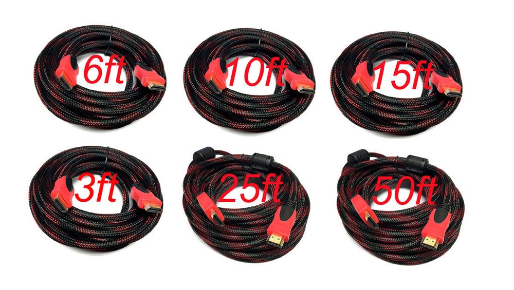 Red Mesh PREMIUM HDMI CABLE Cord For BLURAY 3D DVD PS3 HDTV XBOX LCD HD TV 1080P