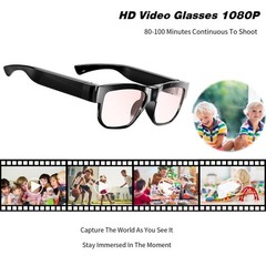 Glasses Smart Glasses with Outdoor Video Recording Wearable Black Glasses for…