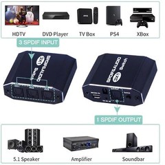 3 in 1out Aluminum Spdif Toslink Optical Digital Audio Splitter Switch Hub