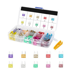 100×Mini Blade Fuse Kit Car Fuses Assortment Kit 3/5/7.5/10/15/20/25/30/35 40Amp