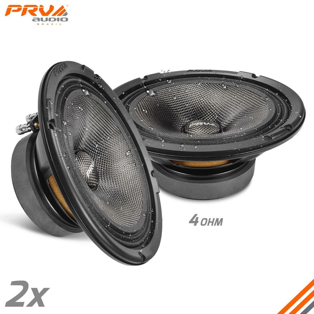 2x PRV 8″ Midrange Water Resistant Speakers 8MR450CF-4 Carbon Fiber 900W 4 Ohm