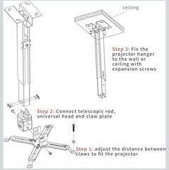 Projector Mount Wall or Ceiling Projection Mount Bracket with Adjustable Height