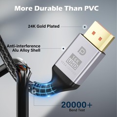 VESA Certified 16K DisplayPort Cable 2.1 12 Ft 80Gbps 16K60Hz 8K120Hz 4K240Hz…