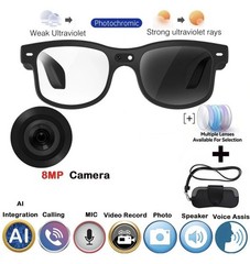 Smart Ai glasses 8MP Sony Camera, Video Recording-For iOS and Android .(Black)