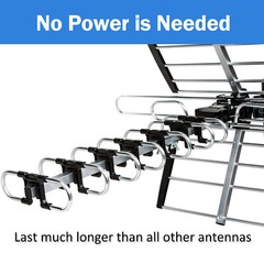 HDTV Antenna VHF/UHF 4K 200 Miles Range Four TVs & 40ft Cable & Mounting Kit