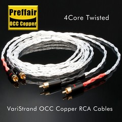 Preffair OCC Copper Interconnect Cable 24K Gold Plated 2RCA Plug HIFI
