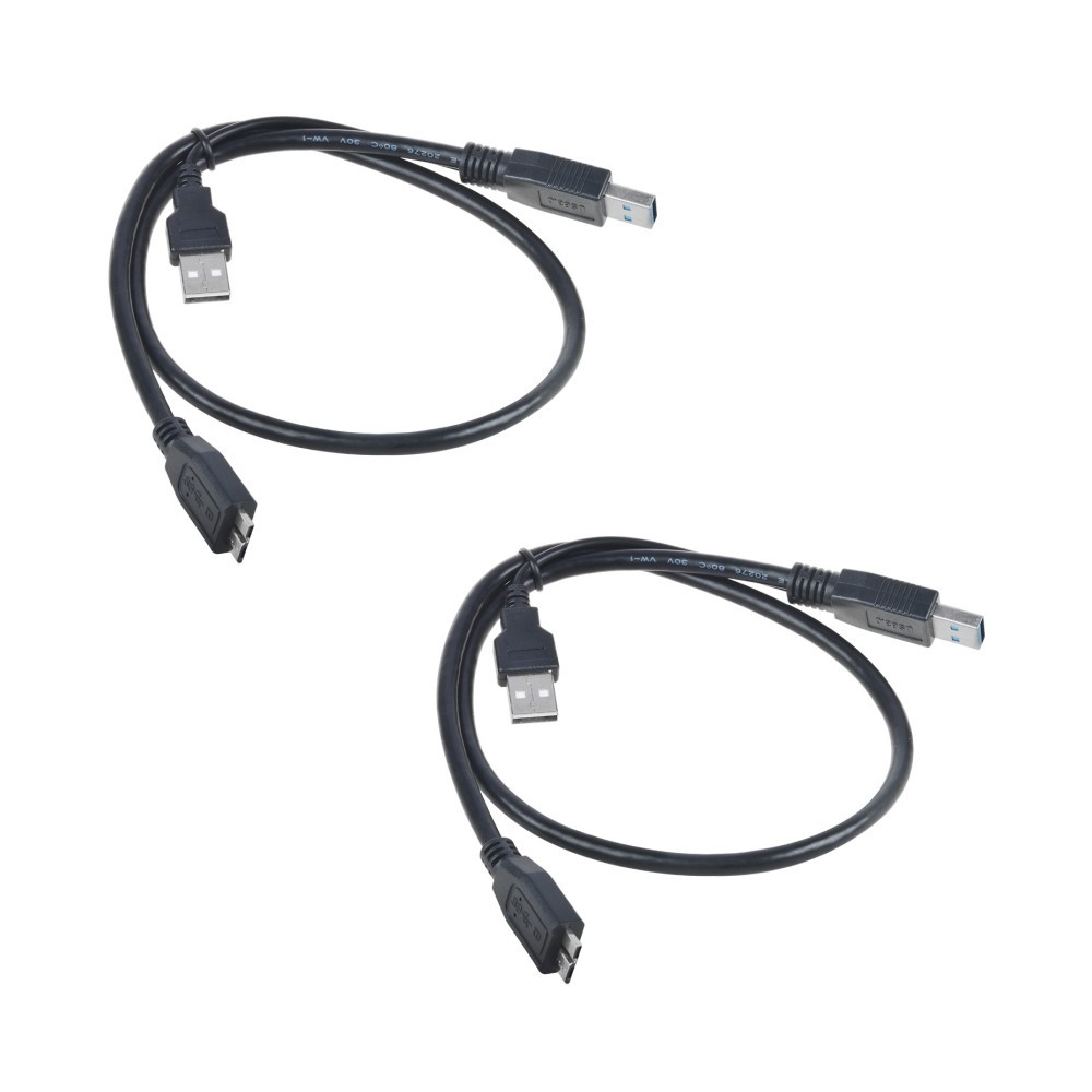 2-Pack USB 3.0 A to Micro B Dual Power Y Cable for SSD HDD External Hard Drive