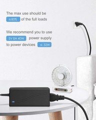5V 8A Power Supply Adapter with 5.5mm x 2.5mm DC Plug for LED Lights