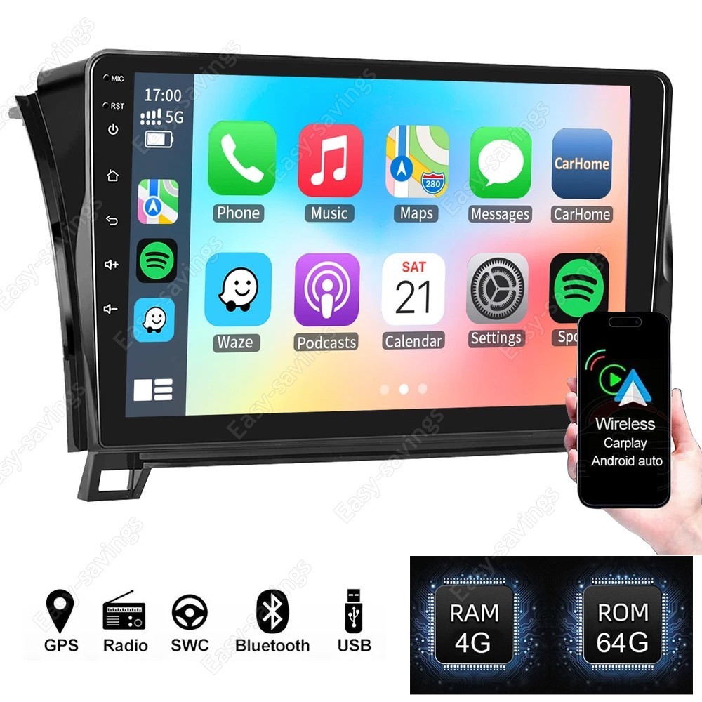 Android 15 Carplay Car Stereo Radio GPS NAVI 4+64GB For Toyota Tundra 2007-2013