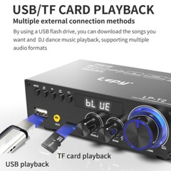 300W Bluetooth Amplifier LED Powerful Hifi Stereo Amplifier, 2.0 Channels LP-T2