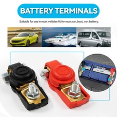 2x Top Post Brass Car Battery Terminal Pole Connector Clamp Quick Disconnect 12V