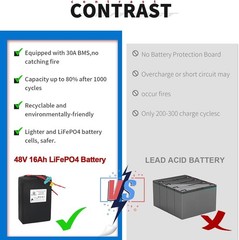48V Ebike Battery Lithium LiFePO4 16Ah Batteries for Electric Bike Scooter Motor