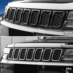 Front Grill Rings Honeycomb Grille Mesh Inserts Cover Trim Black(Mesh Ring)
