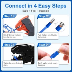 Baomain Insulated Fork Spade Wire Connector Electrical Crimp Terminal 14-16AWG(1
