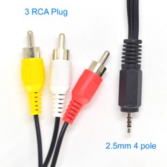 2.5mm Mini Stereo Aux Plug To 3 RCA Male Adapter AV Audio Video Cable 1.5m (US)