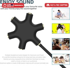 5-Jack Audio Headphone Splitter 5 Way for 3.5mm Devices Multi Earphone Splitter