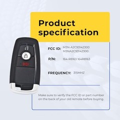 Replcament Key Fob Compatible with EcoSport 2018-2023 FCC M3N-A2C93142300