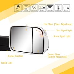 Towing Mirrors Painted Compatible with 2009-2018 Dodge Ram 1500, 2010 White