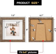Picture Frames 6×6 Set of 2 Rustic Wood Grain Photo Frame 6×6,