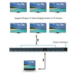 HDMI Splitter 1 in 12 Out, 4K@30Hz Powered Video Split Duplicator/Distributor…