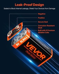 VEVOR 9V Alkaline Batteries 12Pack 9Volt Battery for Smoke Detector Long Lasting