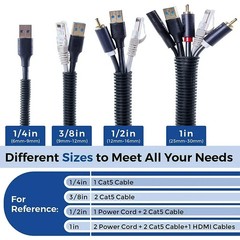 1/8″ 1/4″ 3/8″ 1/2″ 5/8″ 3/4″ 1″) 1 – 100 FT Split Wire Loom Conduit Tubing LOT