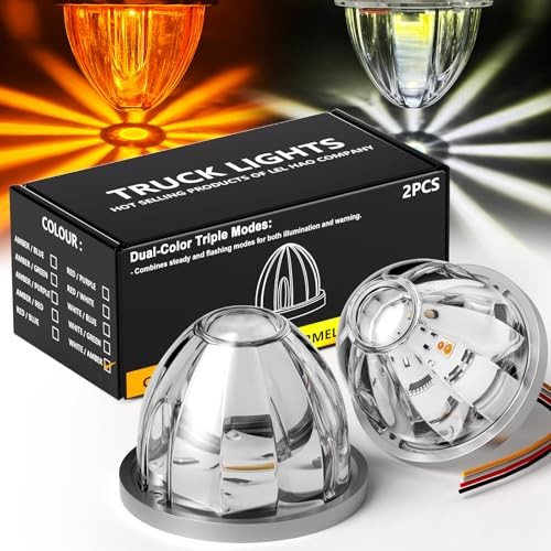 Dual Color Watermelon Lights with Strobe & Steady Lighting, 2-Pack Amber&White