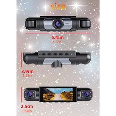 360 Degree 4 Lens 1080P Car Dash Cam Front Rear Inside Side DVR 64GB Memory Card