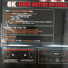 RUIPRO 8K Fiber Optic HDMI 2.1 Cable 25FT/7.6M 48Gbps 4K120Hz CL2 Rated