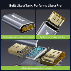 HDMI Coupler 8K Female to Female Connector, 1 Pack HDMI 2.1 Aluminum Adapter, Su