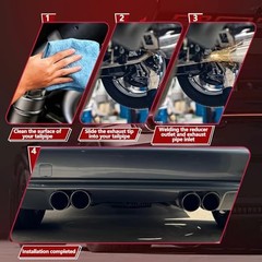 Dual Exhaust Tip 2.25 Inch Inlet 3″ Dual Outlet 8″ Overall 2.25″ x 3″ x 8″