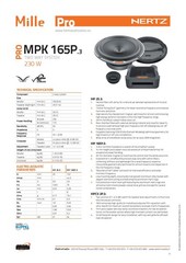 Hertz MPK 165P.3 Mille Pro 6.5″ (16,5 CM) 2-Way Component Speaker Set NEW – 3 Ω